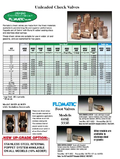 Flomatic check & foot valves 80E, 60E