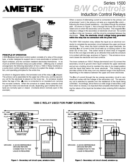 Ametek B/W electromechanical level control switch 1500 series